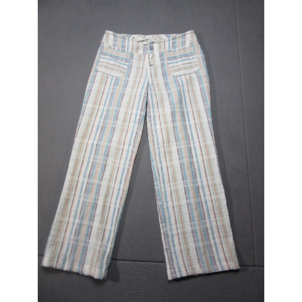 Sundance Pants Women Small White Multicolor Striped Wide Leg Beach Casual